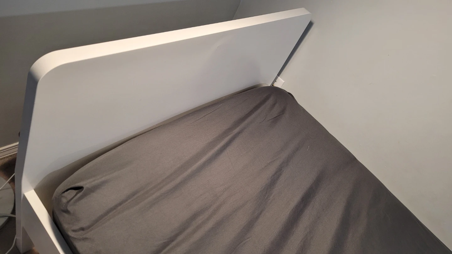 White Twin Bed Frame with Headboard - photo 5