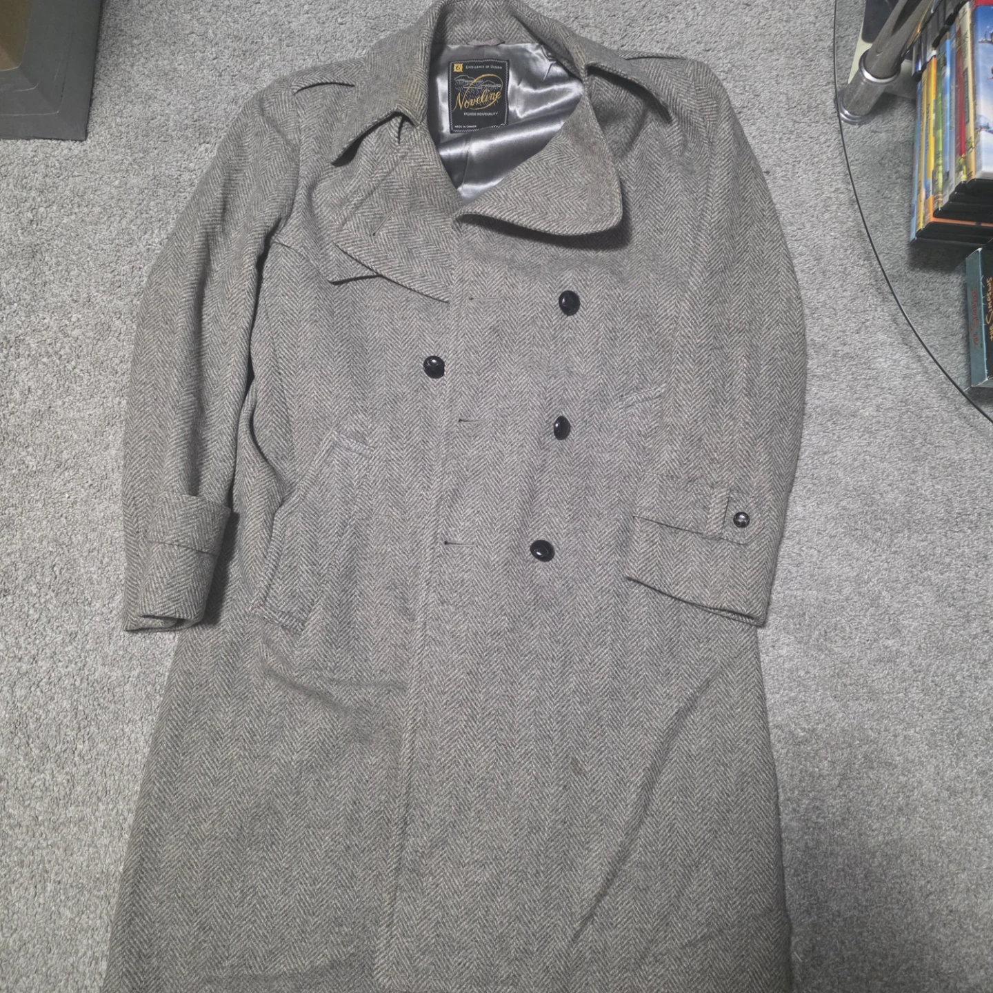 Noveline Wool Blend Herringbone Trench Coat