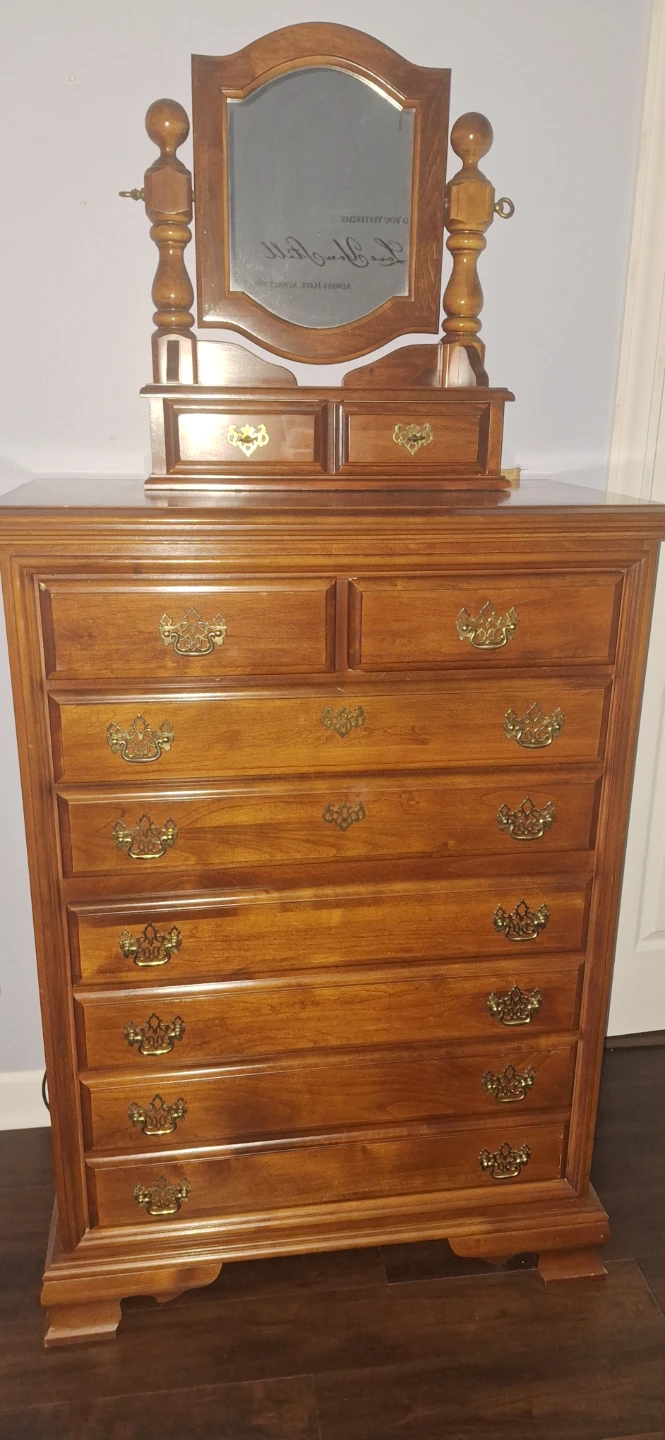 Wooden Dresser with Mirror and Jewelry Box