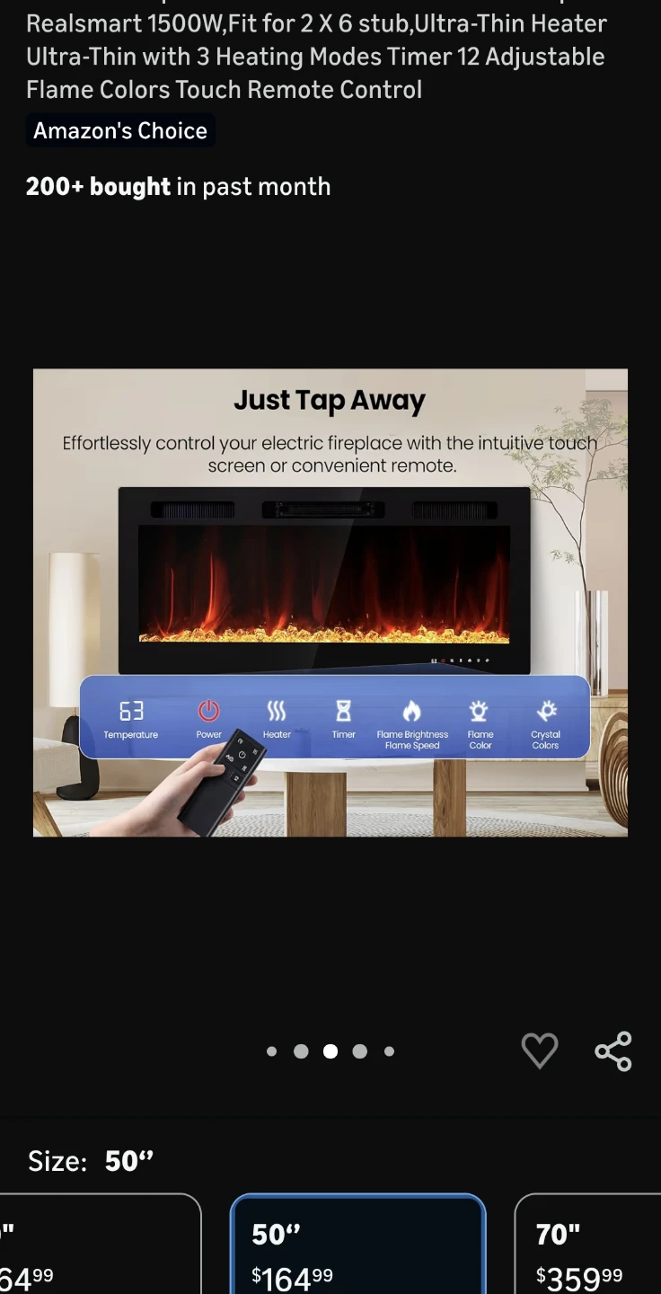 Realsmart 50 Inch Wall Mount Electric Fireplace - photo 3