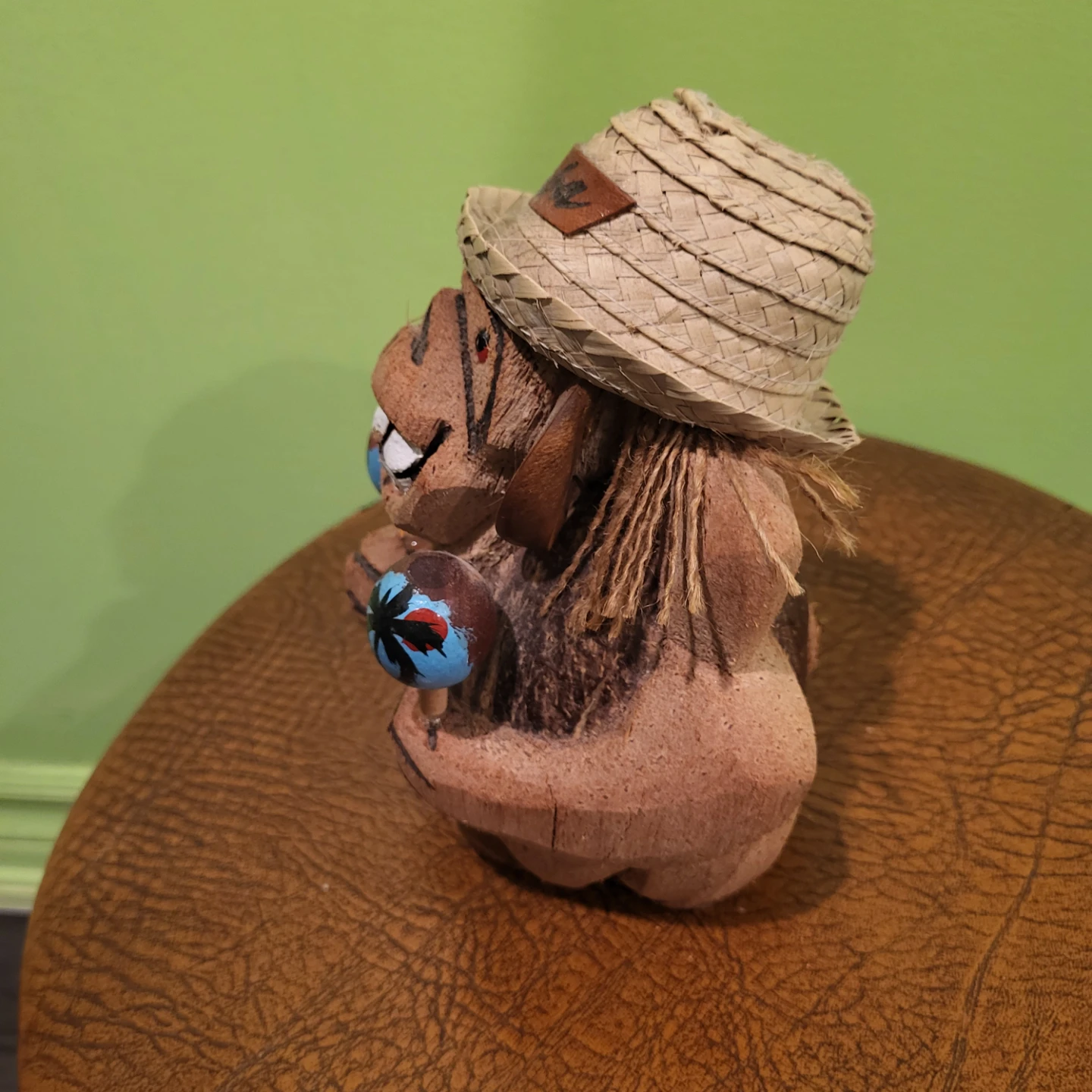 Coconut Monkey Figurine with Straw Hat - photo 2
