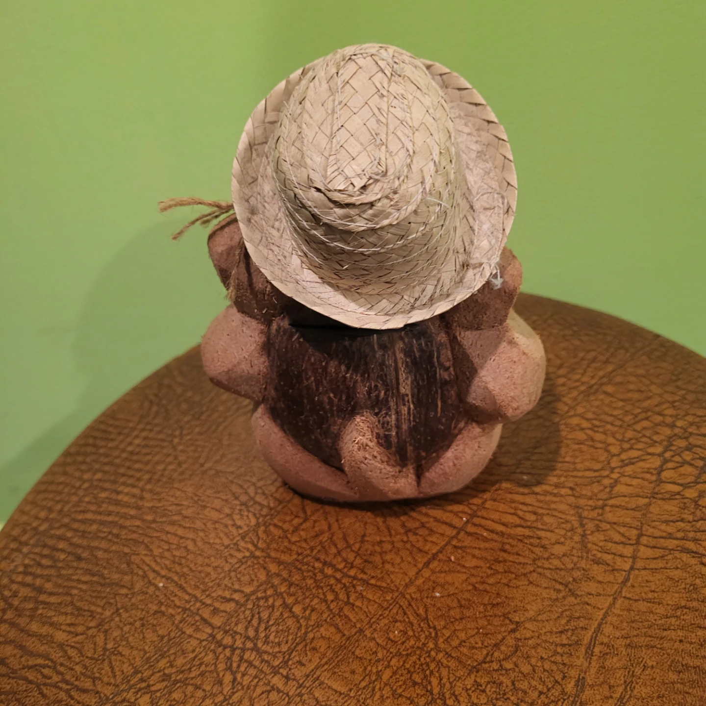 Coconut Monkey Figurine with Straw Hat - photo 3