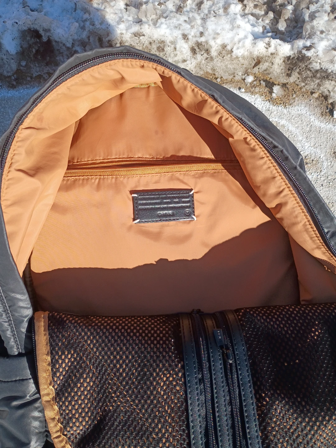 Caraa Black Nylon & Leather Backpack