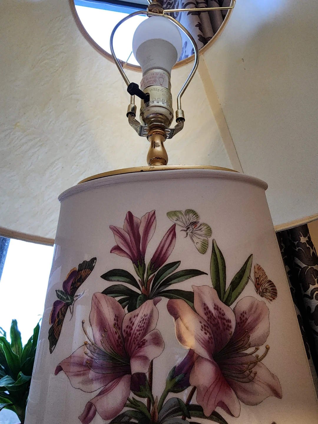 Vintage Lily Flowered Azalea Table Lamp - photo 5