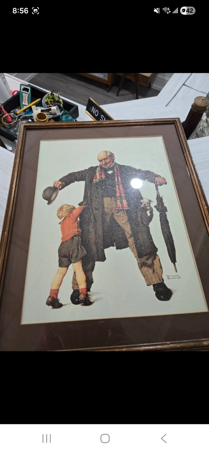 Framed Print - Grandpa and Child. Norman Rockwell.