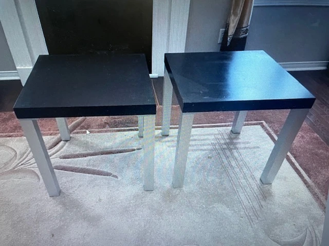 Set of 2 Black Square Side Tables