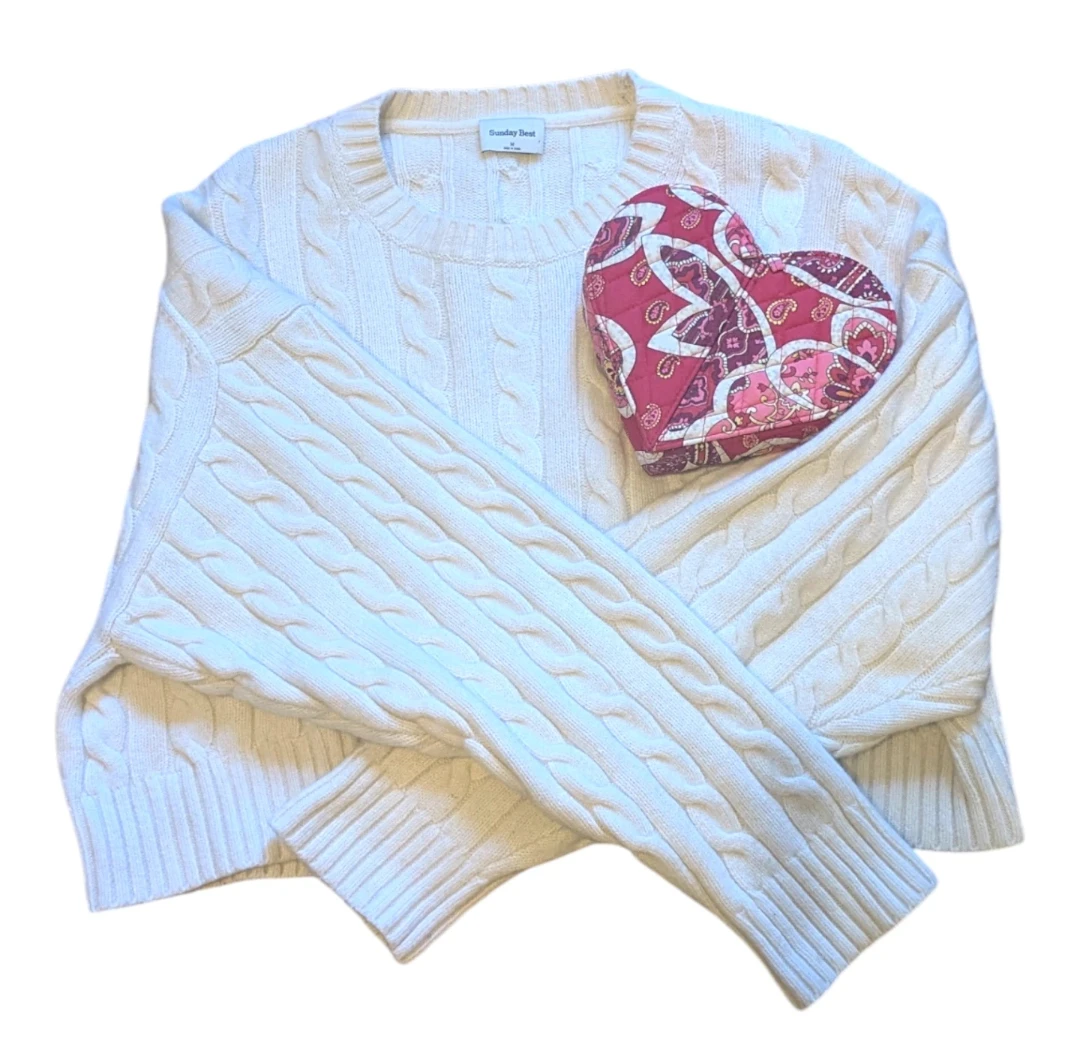 Aritzia cropped Sunday Best Peggy Cable Knit crewneck Sweater - photo 3