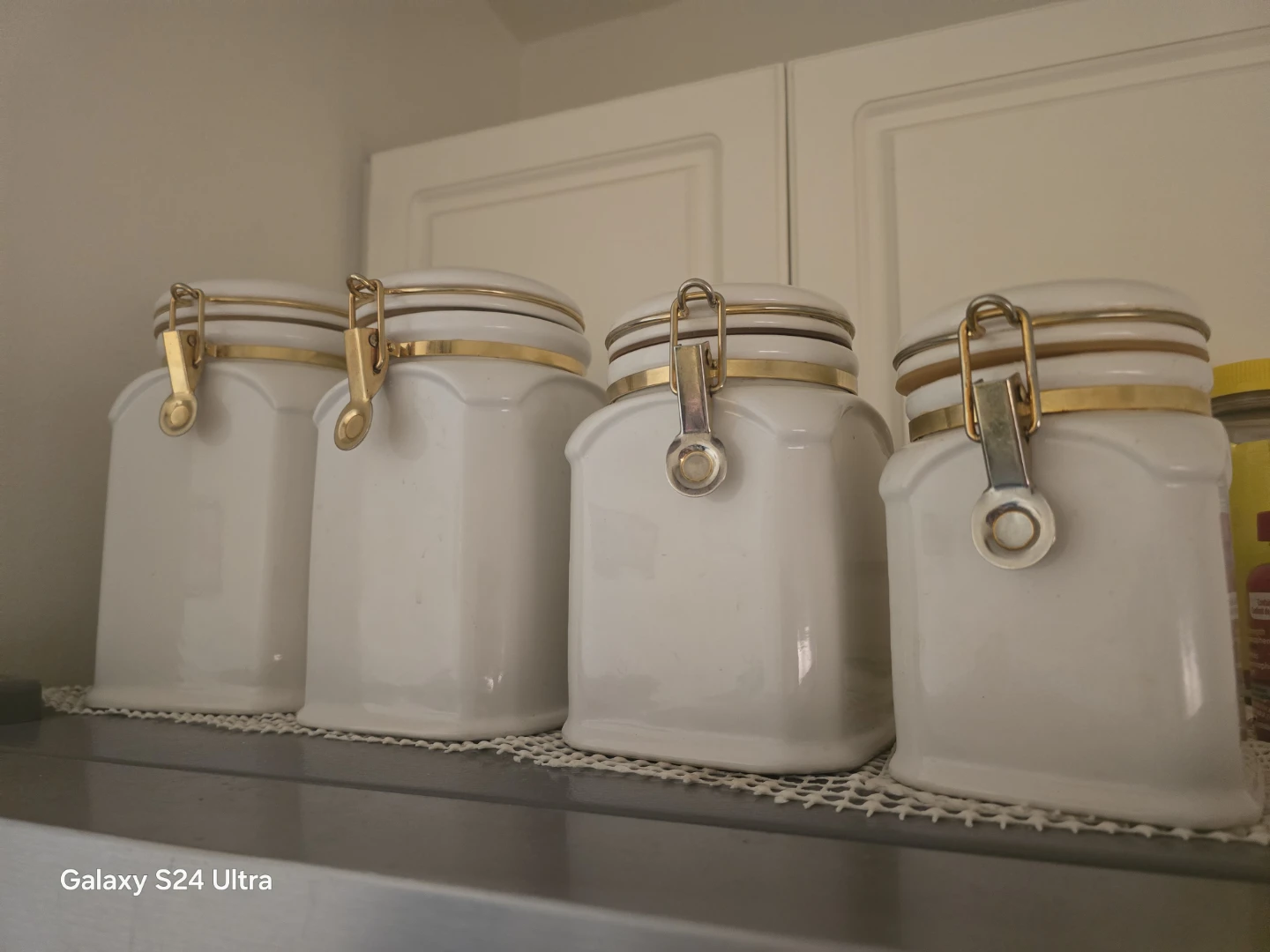 White Ceramic Kitchen Canisters - Set of 4 - photo 2