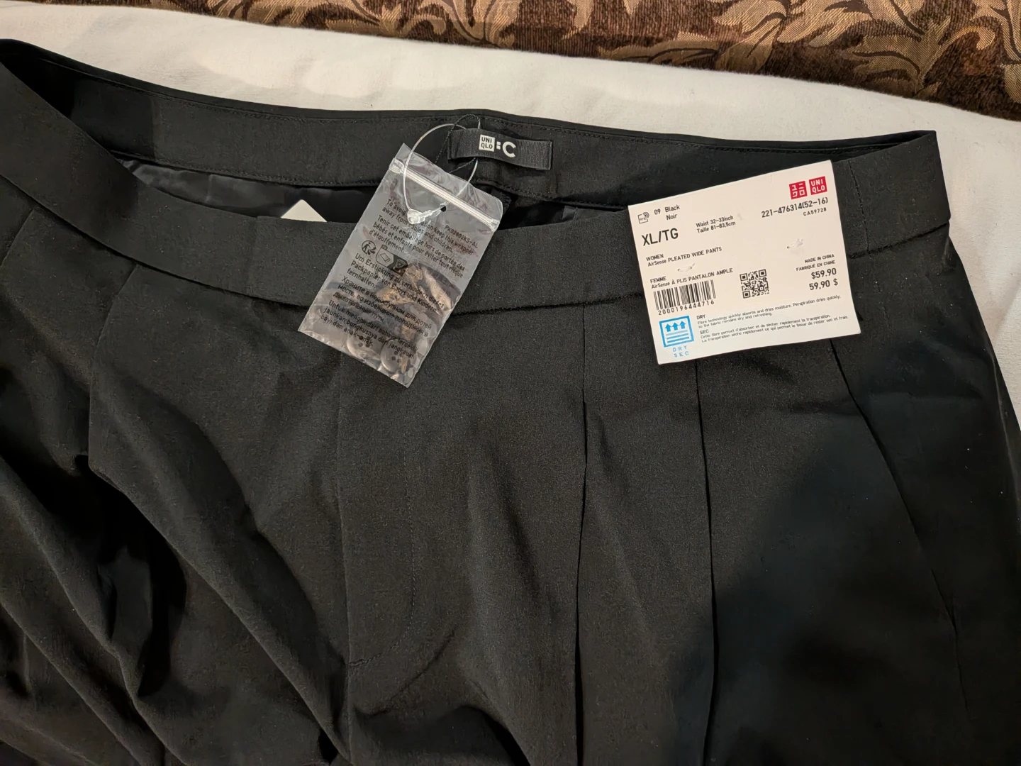 Uniqlo AirSense Pleated Wide Pants - Black XL - photo 2
