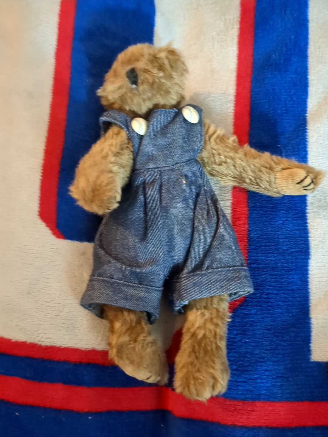 TY Teddy Bear in Denim Overalls