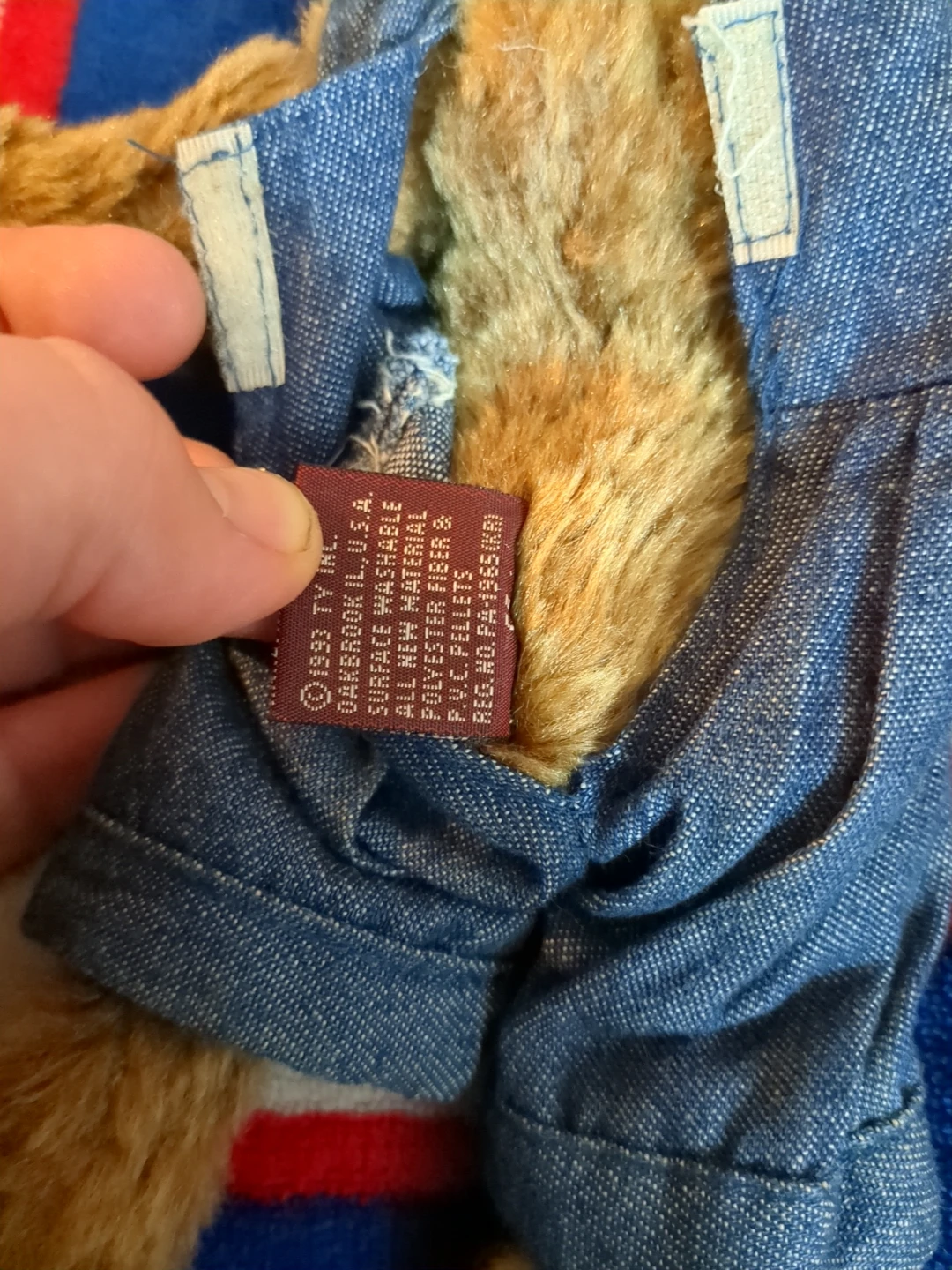 TY Teddy Bear in Denim Overalls - photo 4