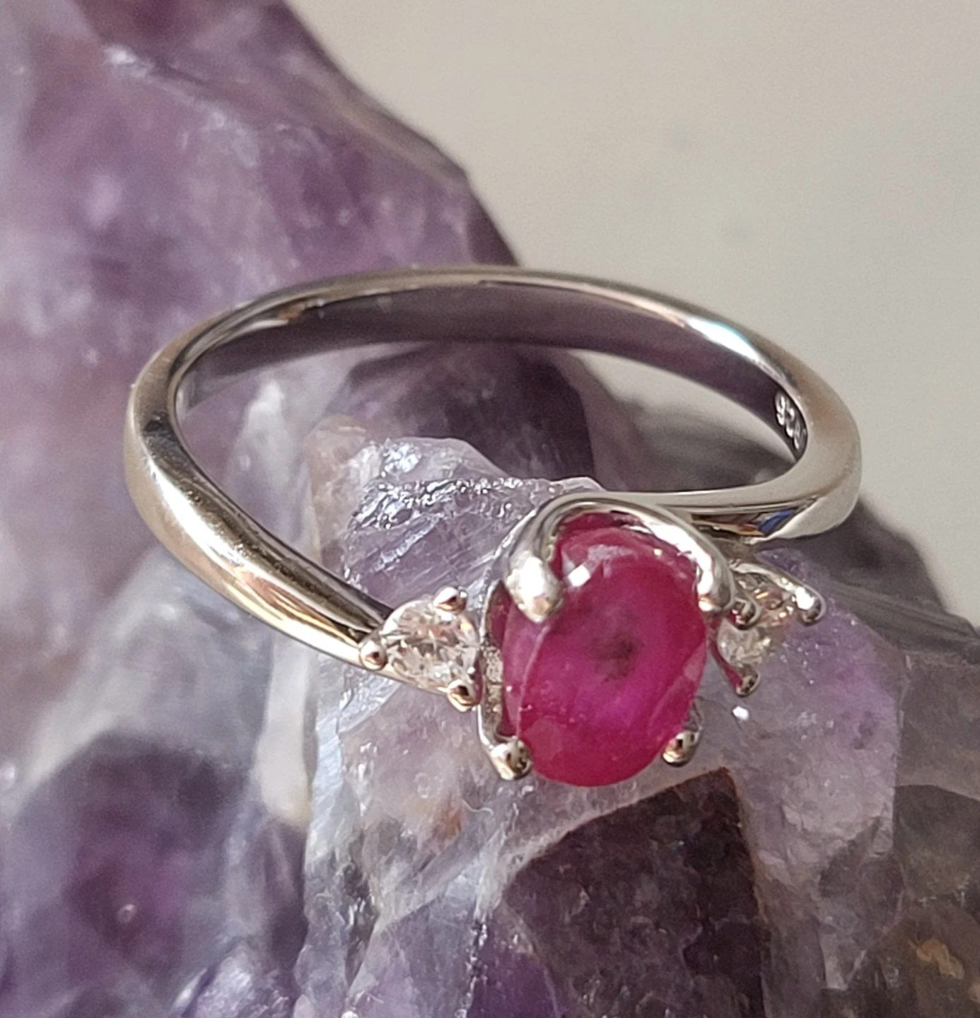 Sterling Silver Ruby and Stone Ring - photo 3