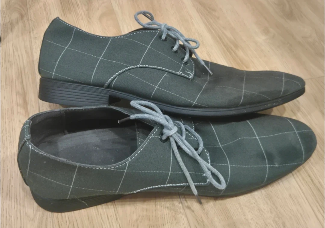 Men's Dark Green Plaid Dress Shoes - photo 2