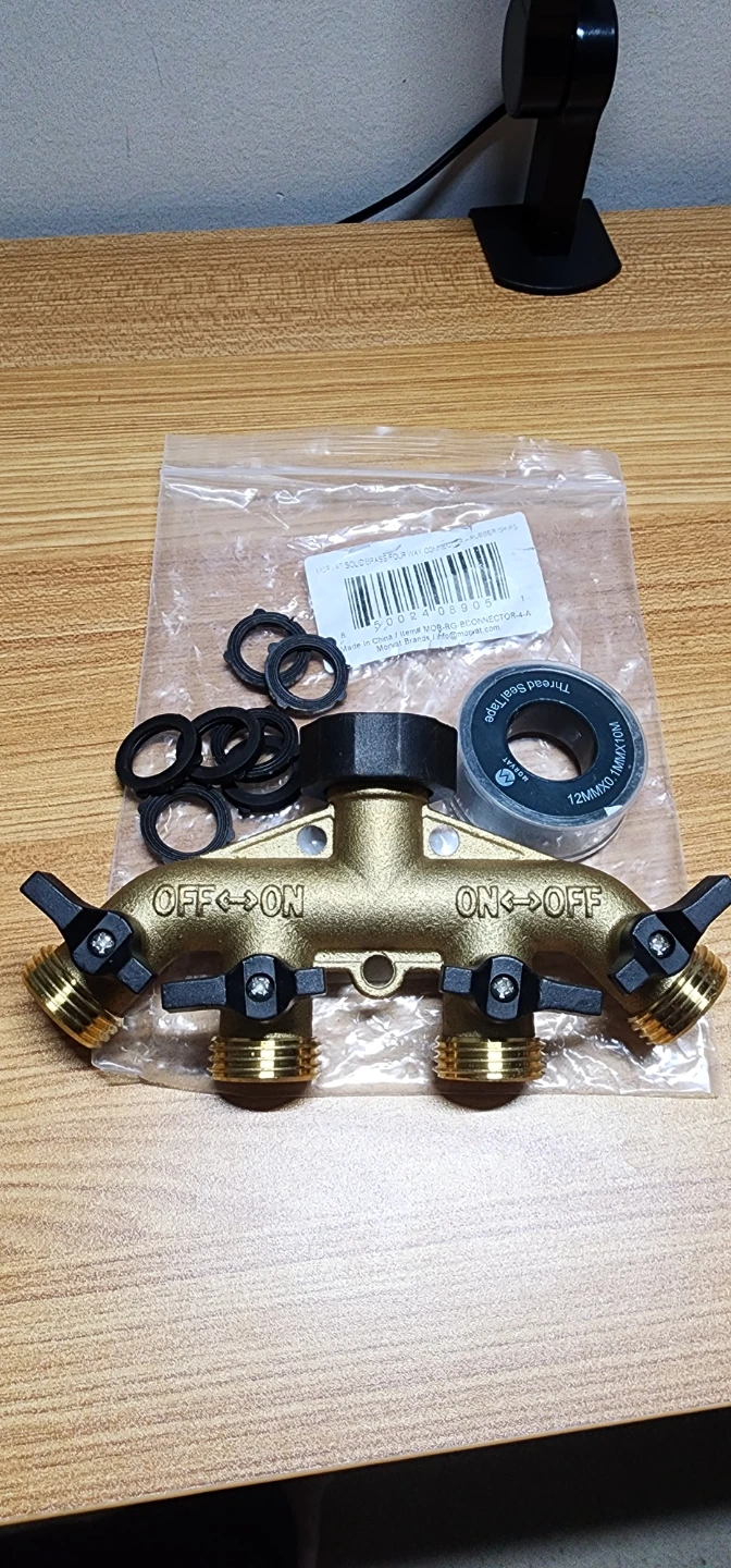 Morvat 4-Way Brass Garden Hose Connector Tap Splitter