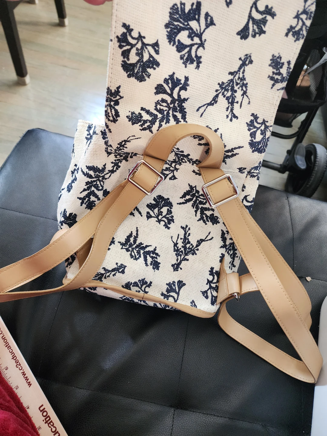 Canvas Backpack with Floral Design - photo 3