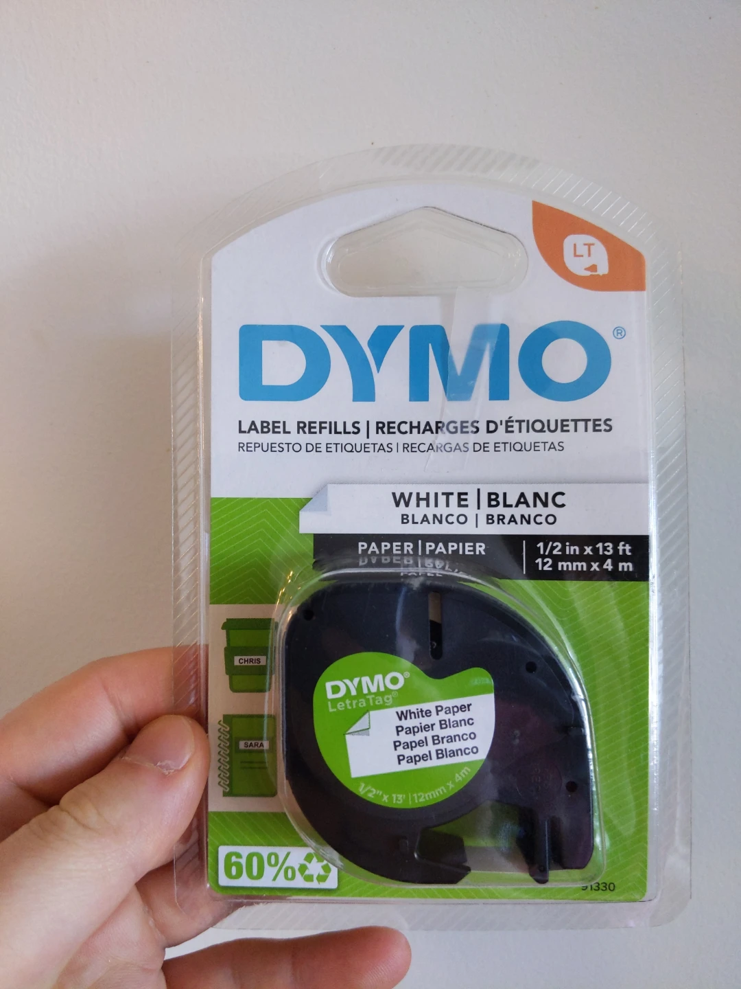 DYMO White Paper Label Tape Refills 1/2" x 13 ft