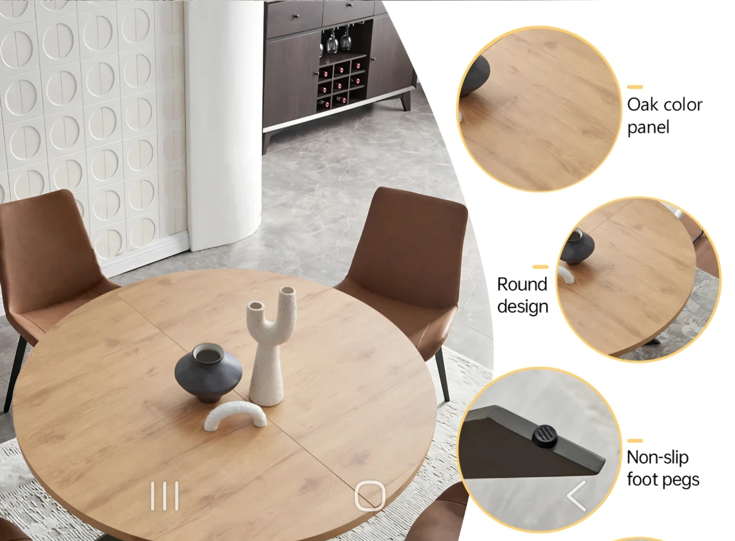Kadison MDF Oak Round Dining Table - photo 5