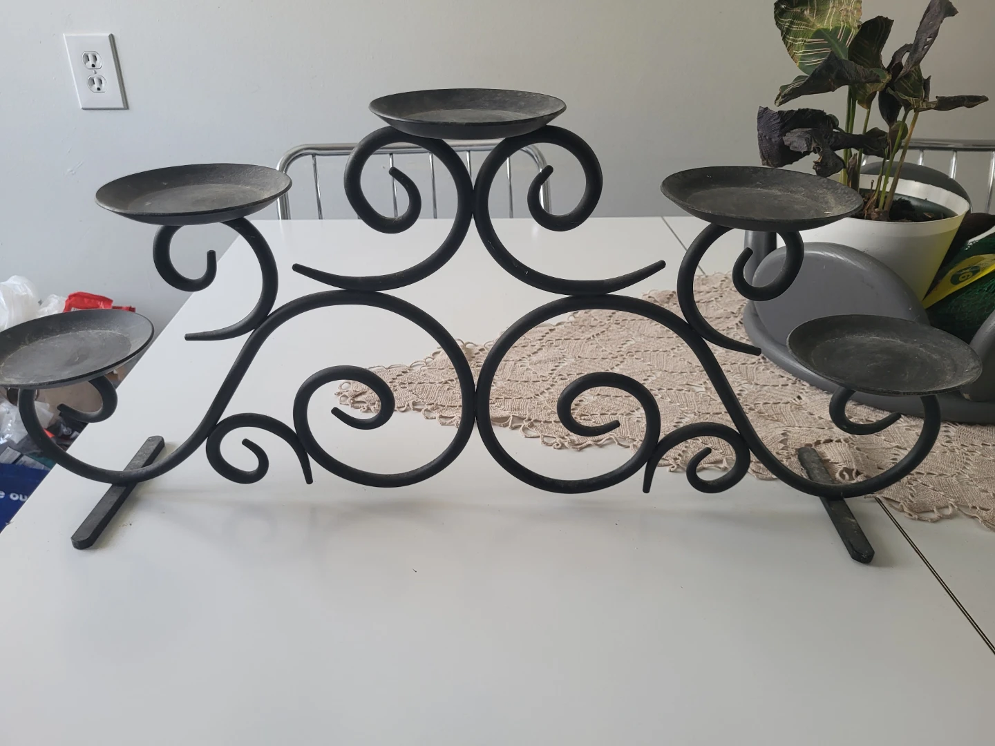 Black Metal Scroll Candelabra