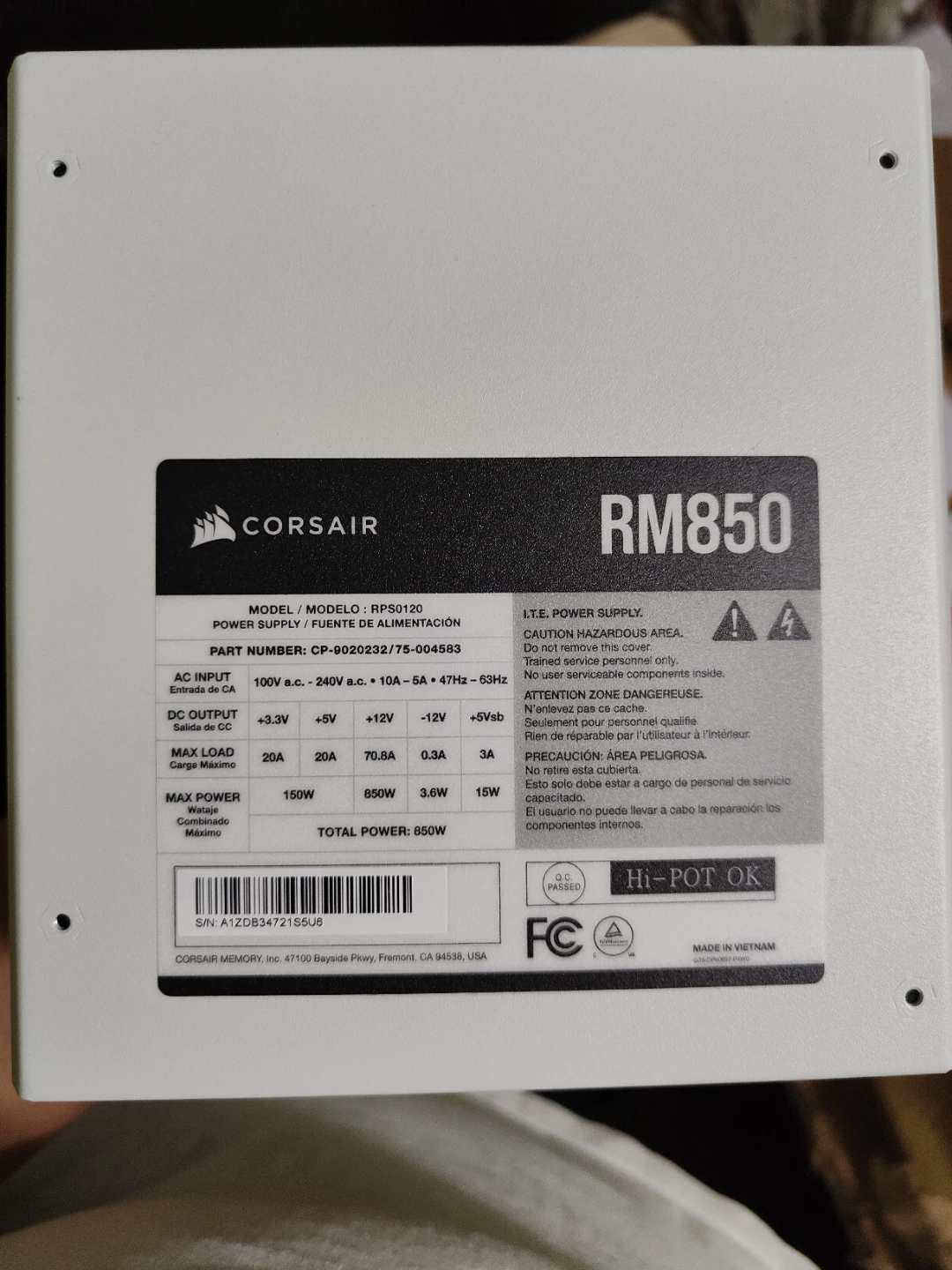 Corsair RM850 White Power Supply + Cables - photo 2