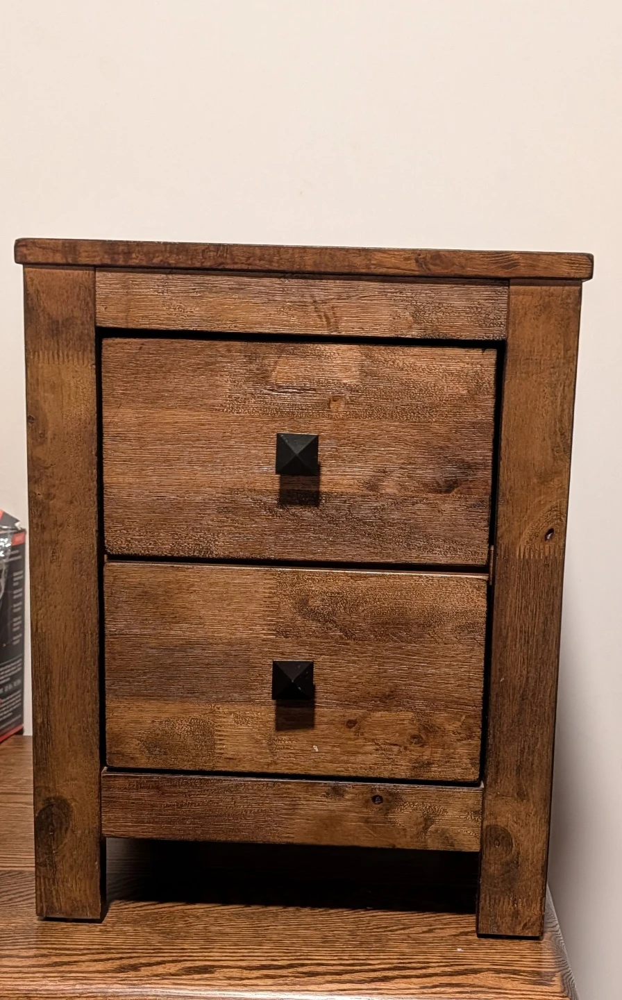 One Wood Nightstand with 2 Drawers