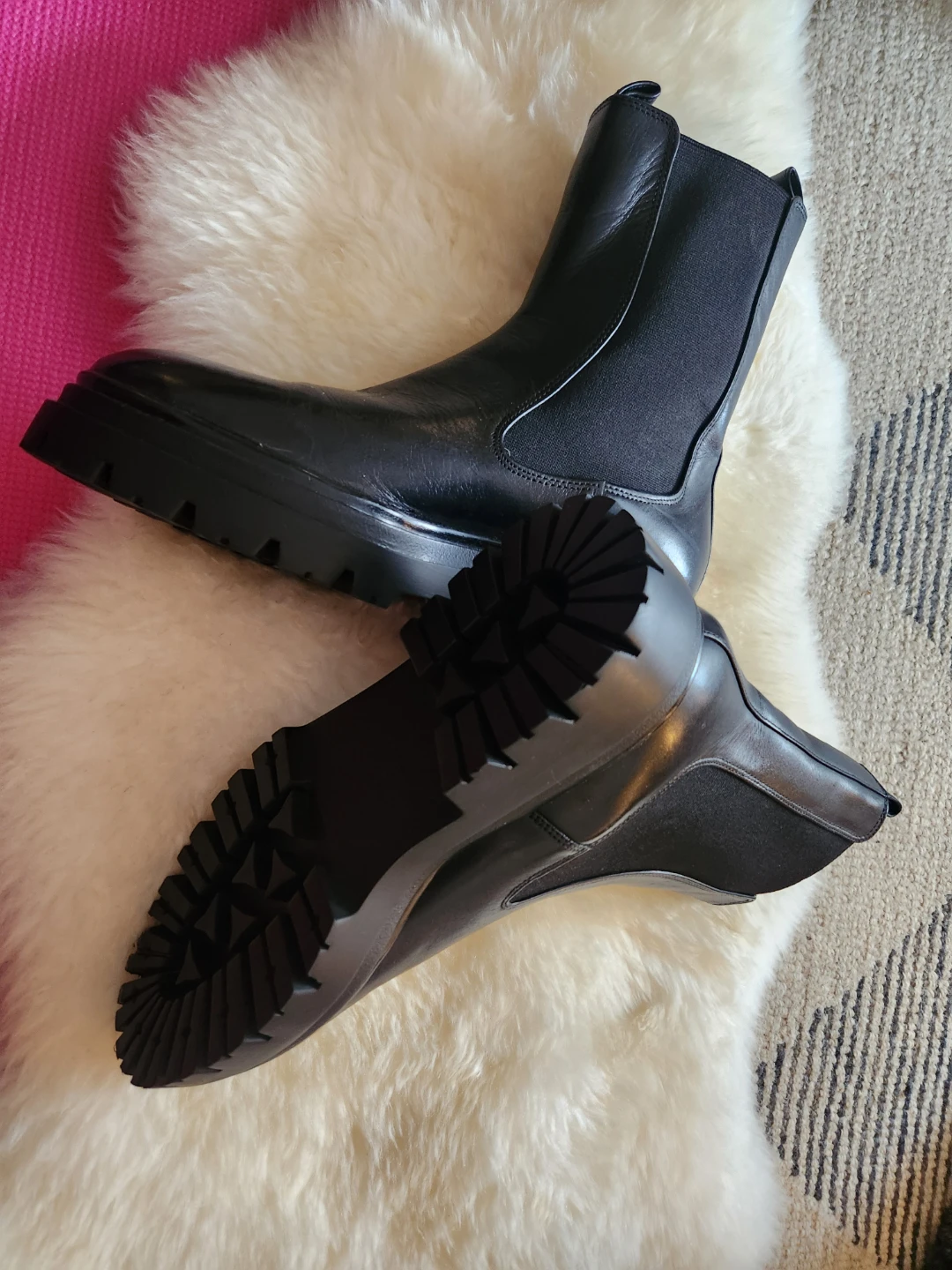 Zara Black Leather Ankle Boots, Size 10 - photo 3