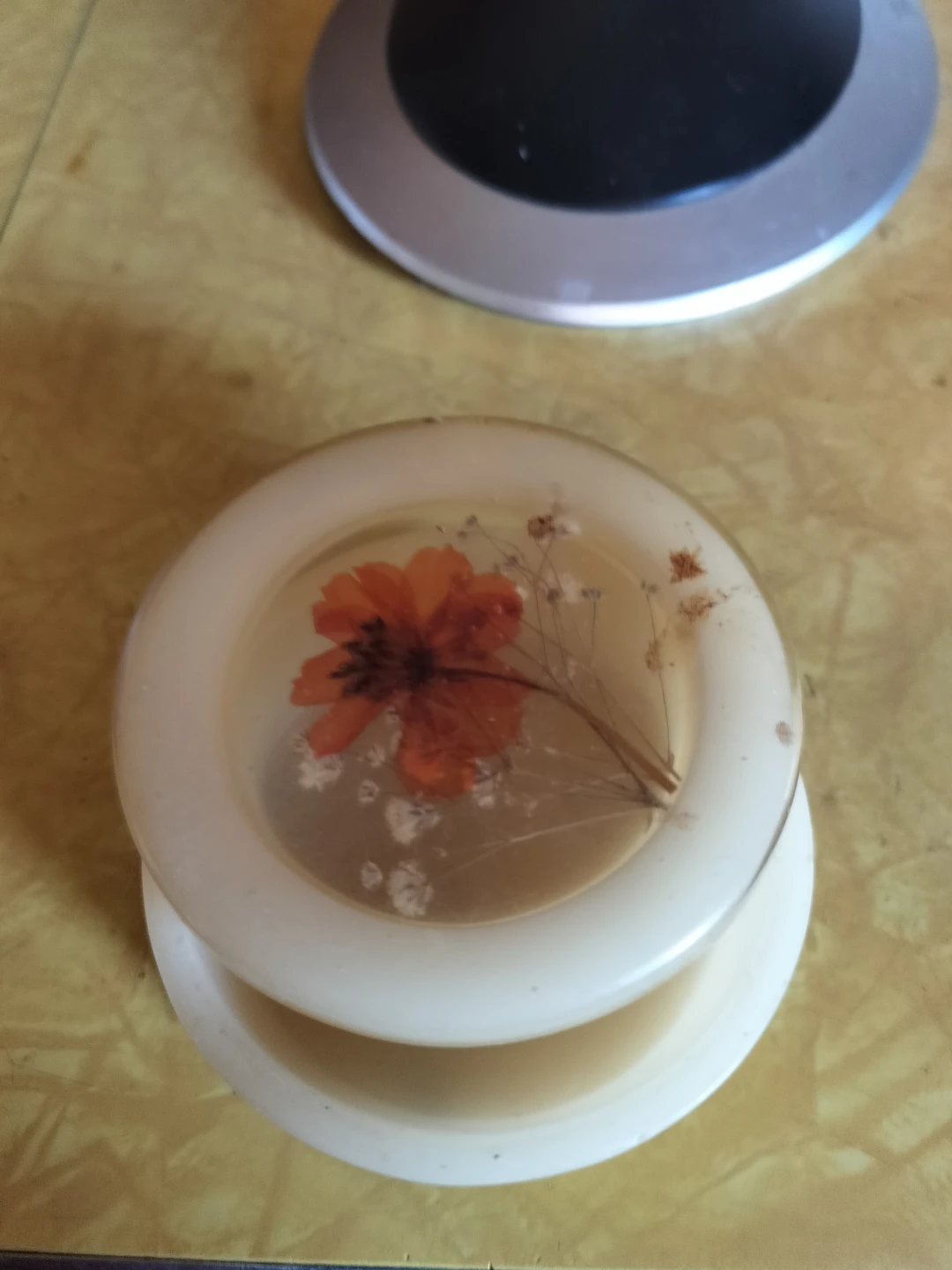 Resin Container with Dried Orange Flower
