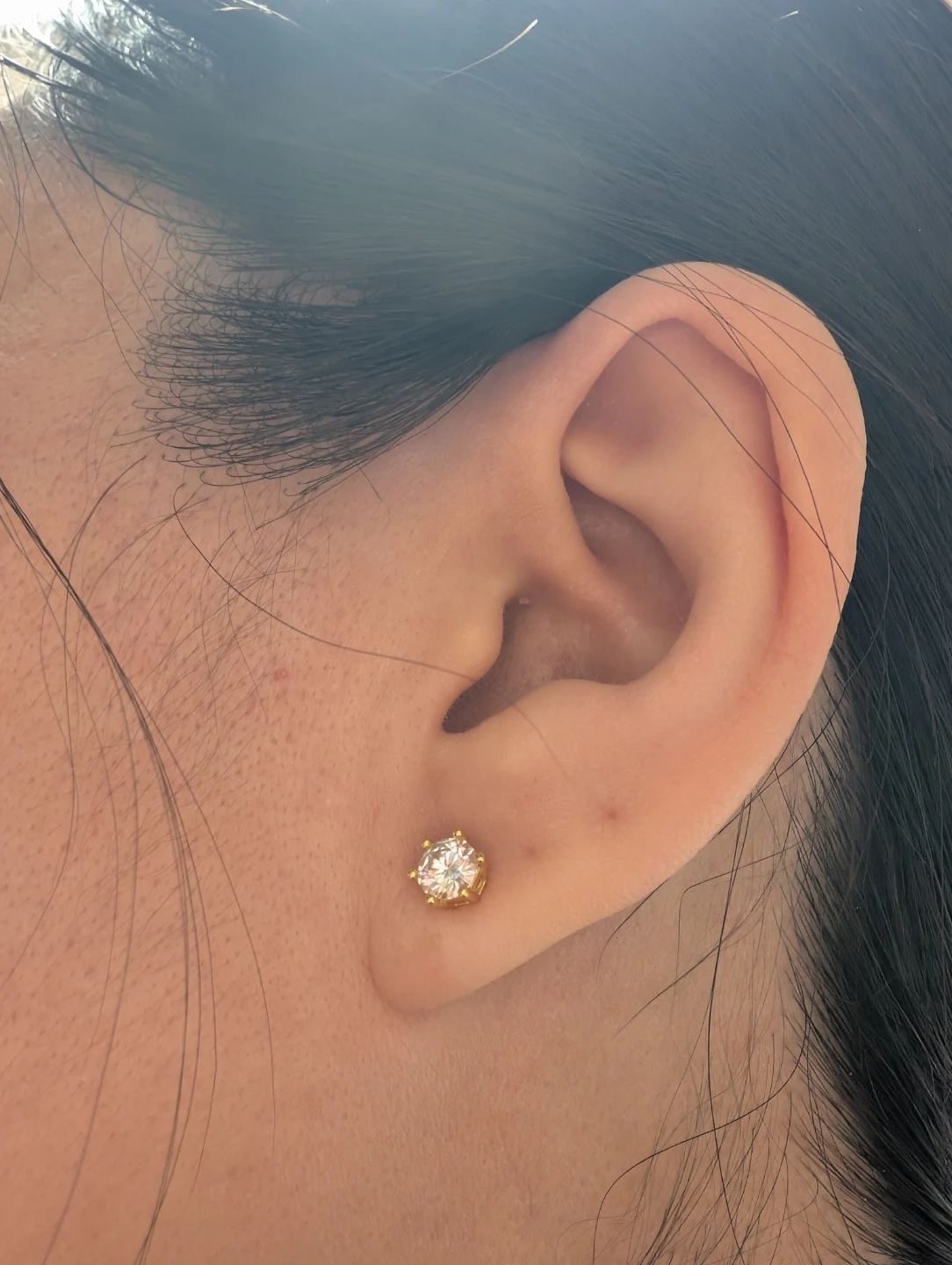 1ct moissanite studs with gold-plated sterling silver - photo 3