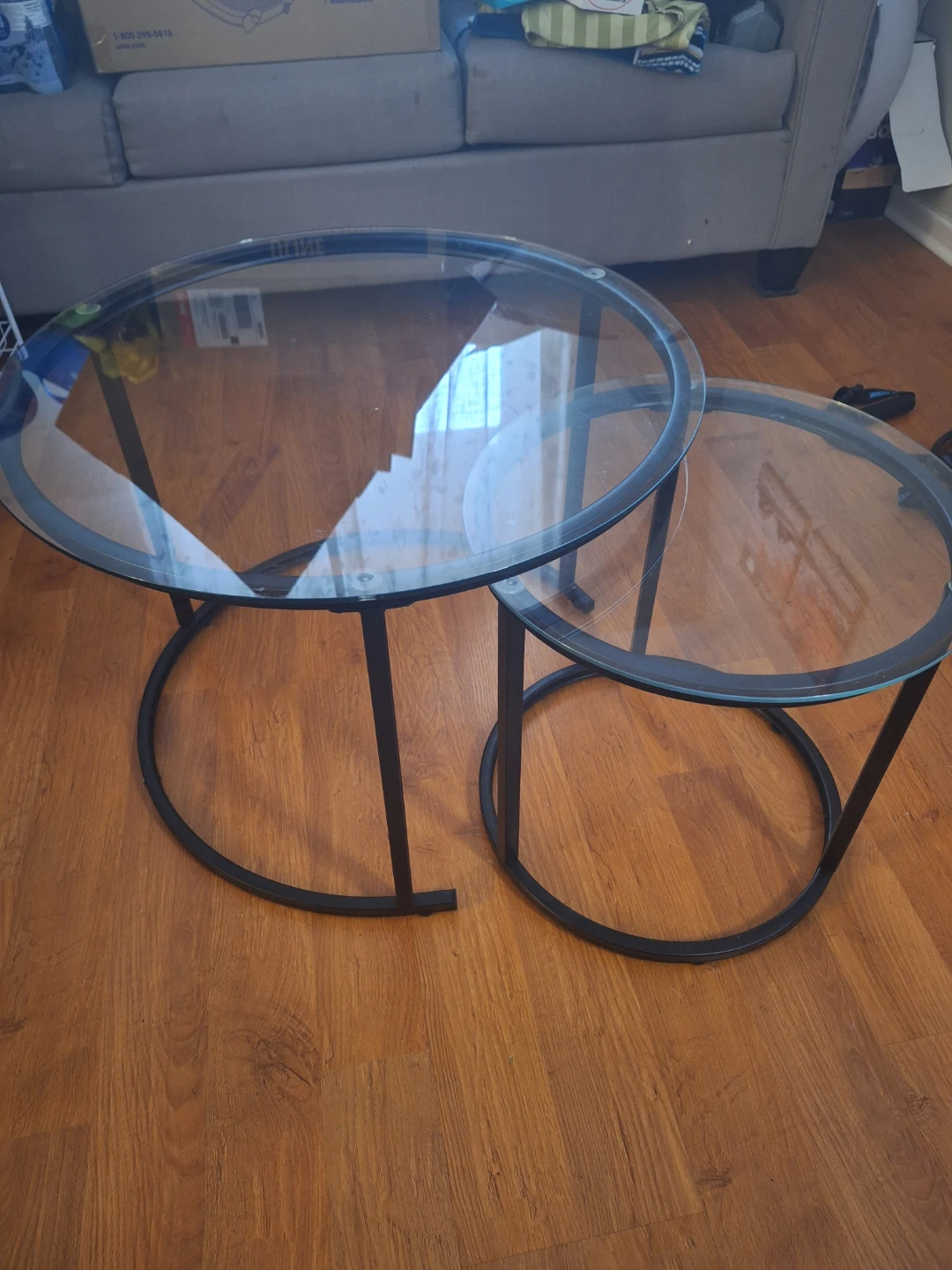Nesting Coffee Tables - Glass Top, Black Frame