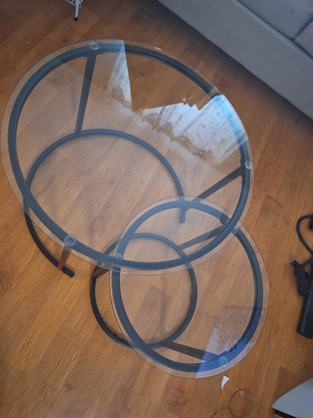 Nesting Coffee Tables - Glass Top, Black Frame - photo 2