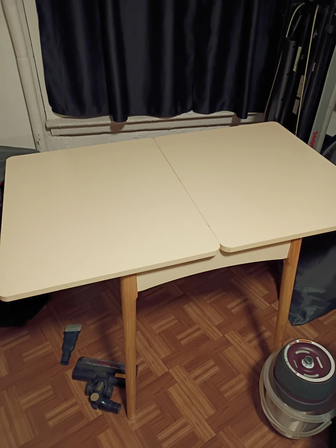 Beige Folding Table with Drawer