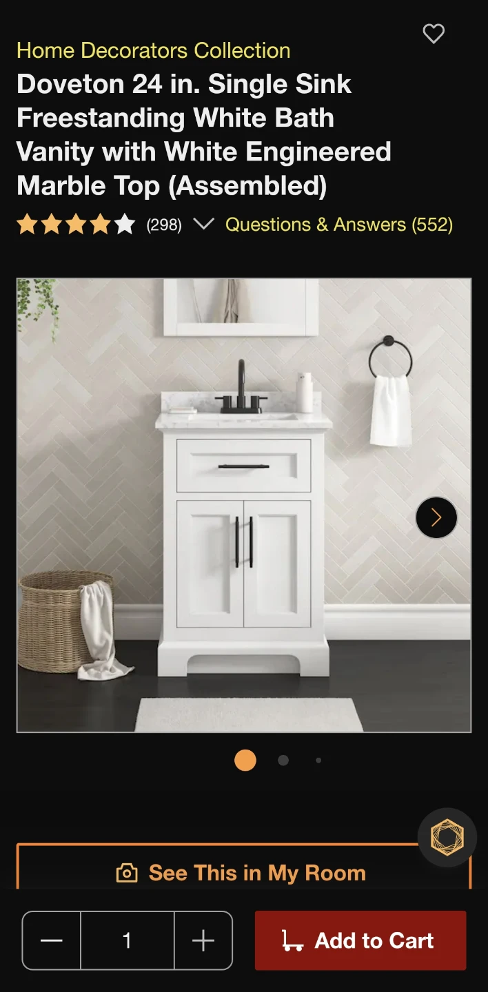 New Home Decorators Doveton 24" Bathroom Vanity