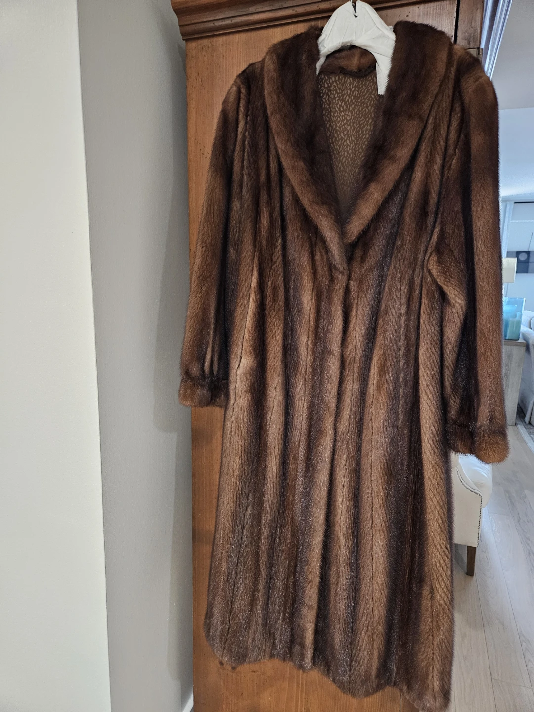 Woman's mahogany full length mink coat