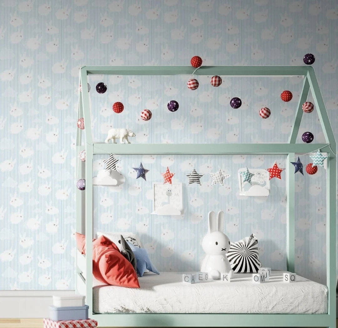 Aquatic Cloud Bunnies Peel & Stick Wallpaper 17.7"×118" - photo 5