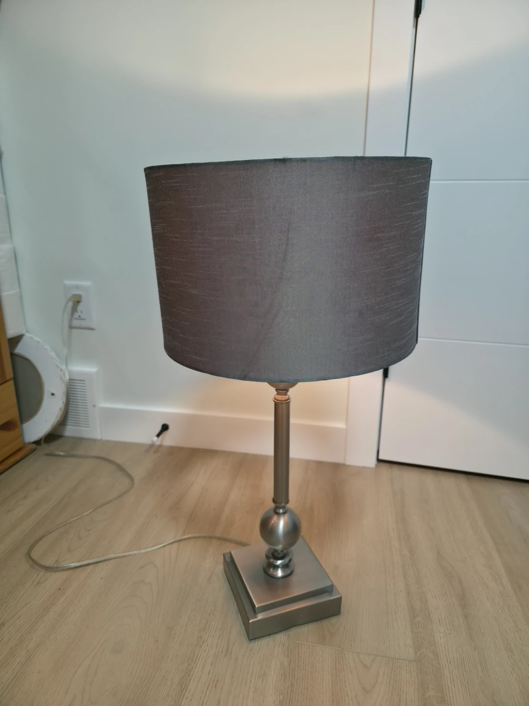 Gray Table Lamp with Silver Base
