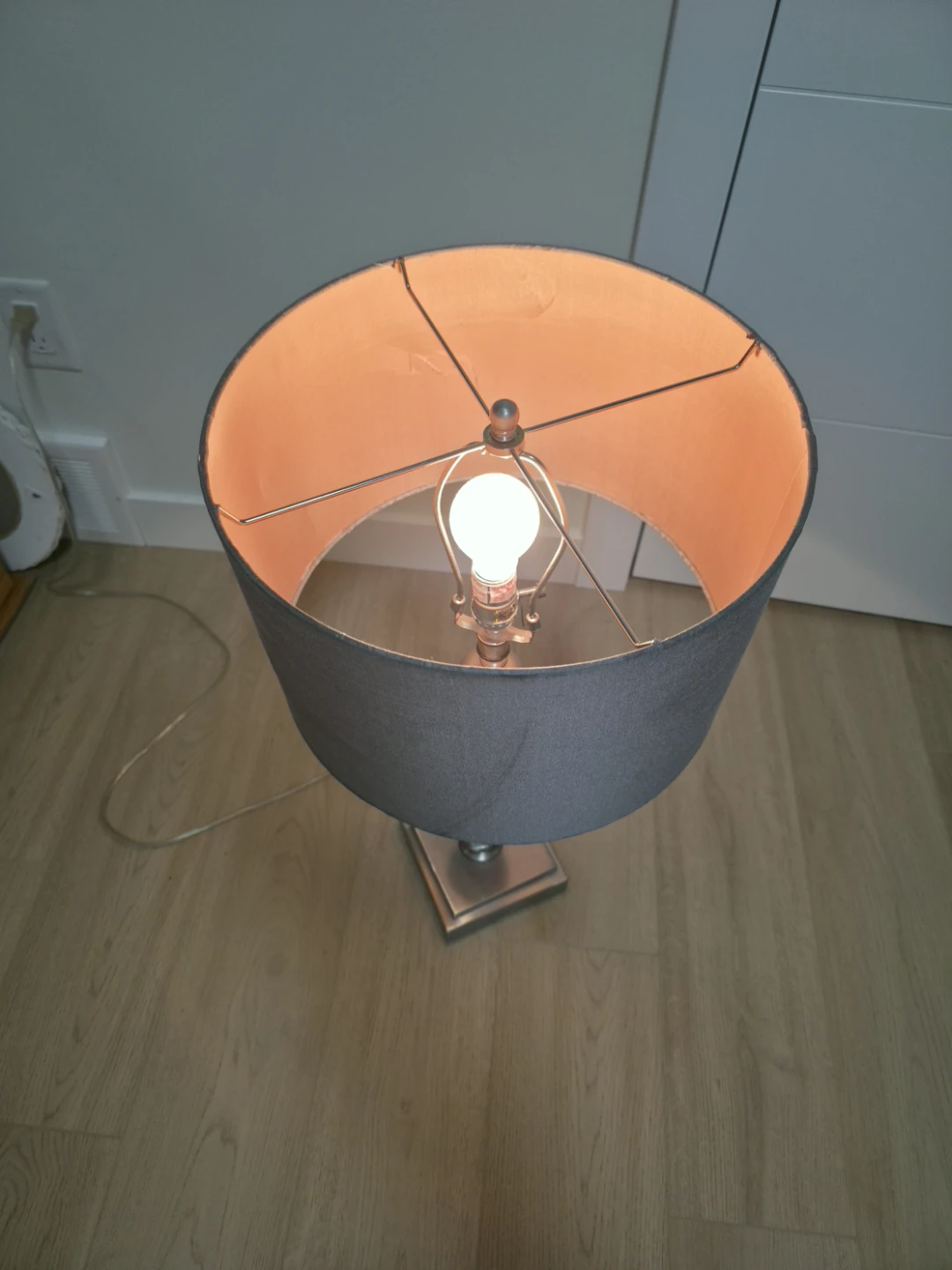 Gray Table Lamp with Silver Base - photo 2