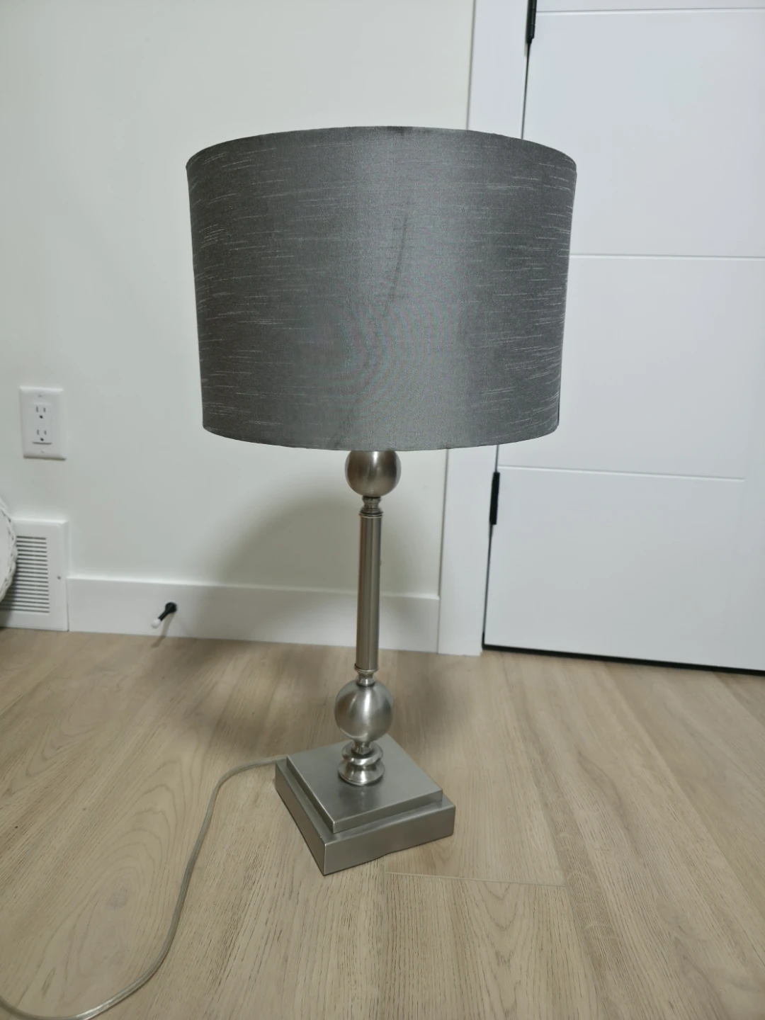 Gray Table Lamp with Silver Base - photo 3