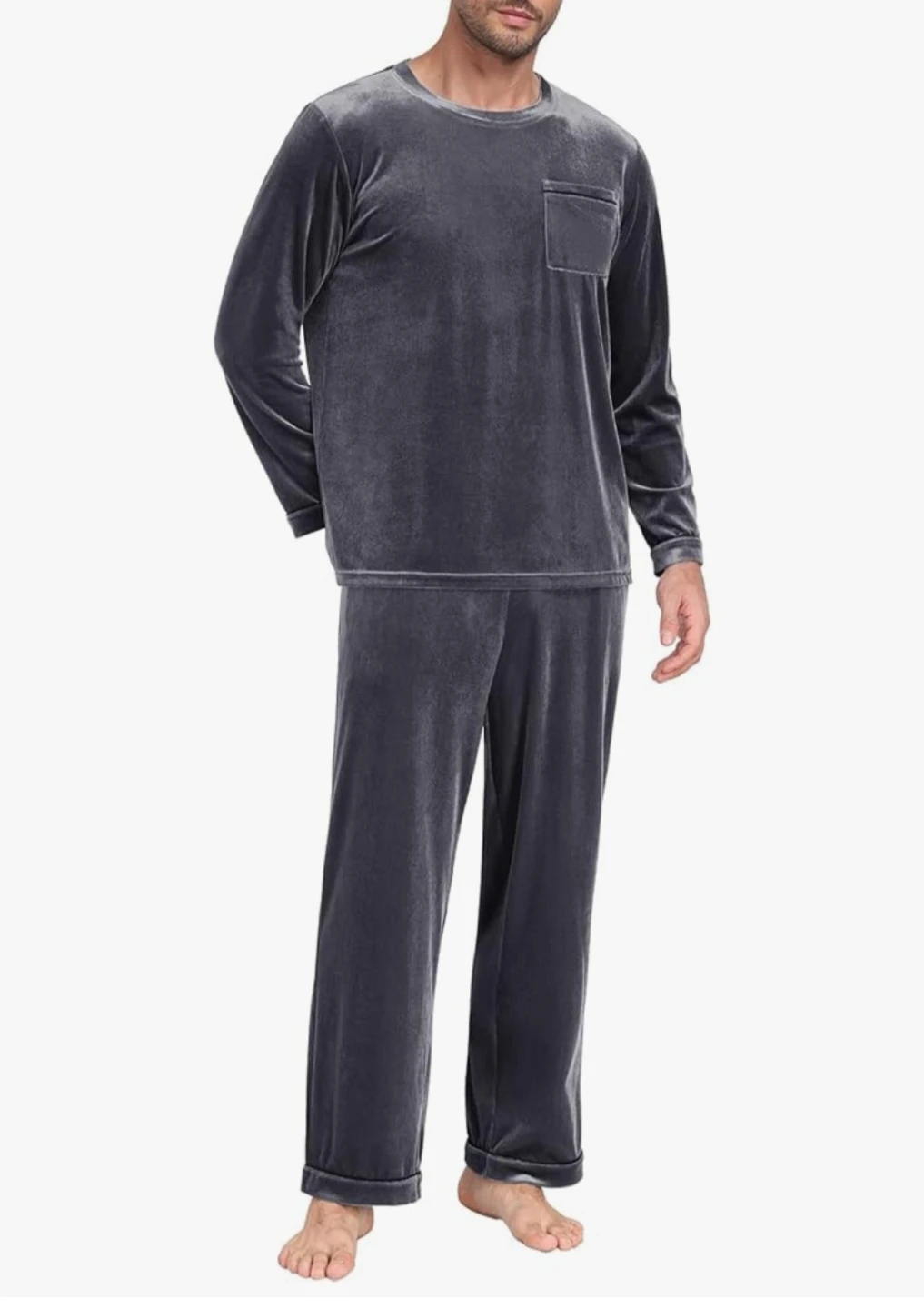 Men's Grey Velvet Pajama Set - photo 3