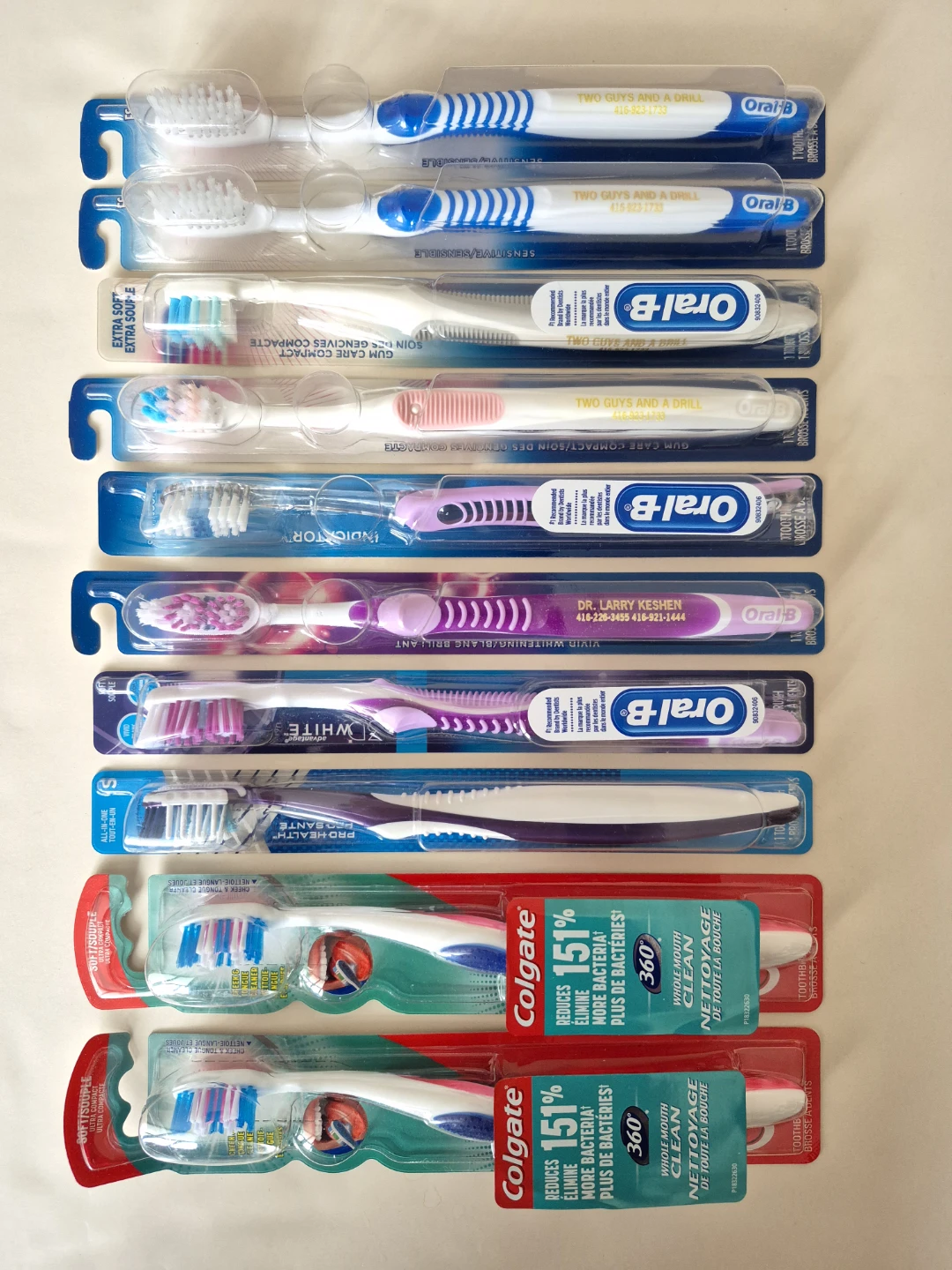 10 Toothbrushes: Oral B & Colgate: Soft & Extra Soft