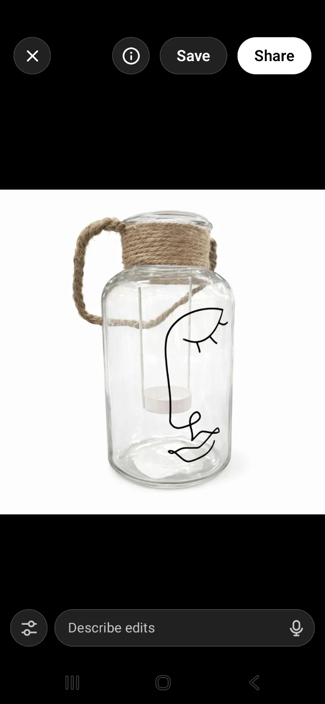 Glass Vase with Abstract Face Design