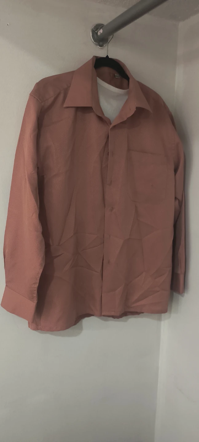 Men's Long Sleeve Button-Up Shirt - Coral