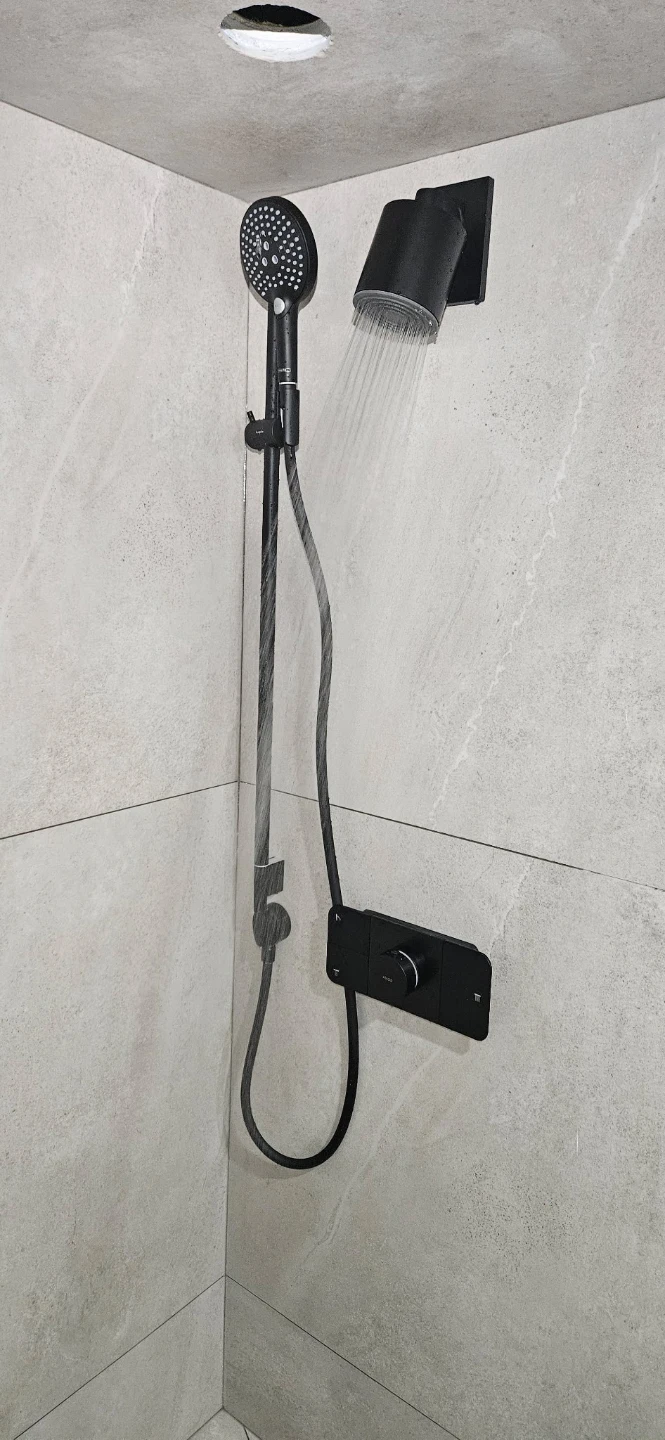 Bathroom Vanity, Shower Fixtures, and Toilet Set