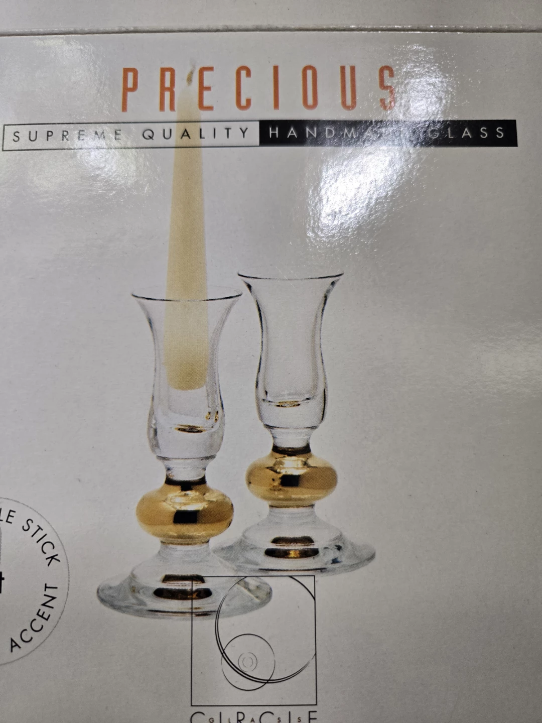 Precious Set of 2 Glass Candlesticks with Gold Accent - photo 3