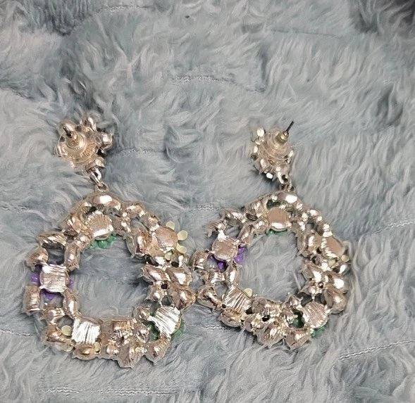Floral Rhinestone Drop Earrings - photo 2