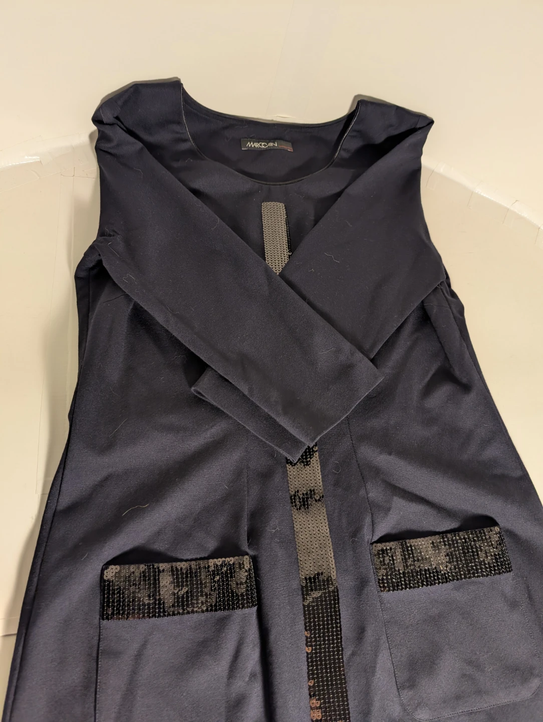 Navy Dress with Sequins | Marc Cain - S: N 6