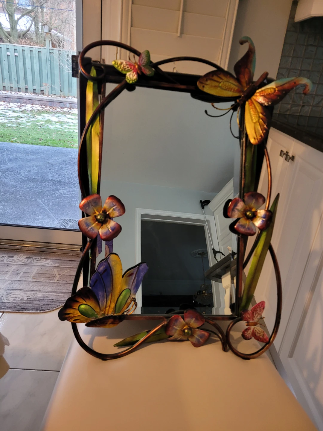 Butterfly and Flower Mirror