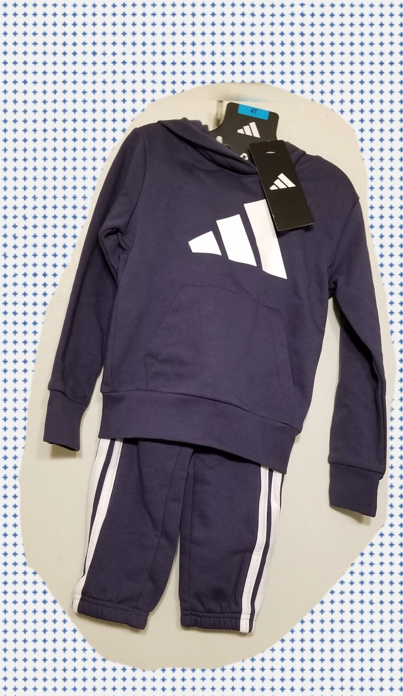 NWT ADIDAS Kids' 2-Piece Long Sleeve Fleece Hooded & Jogger Set - photo 4