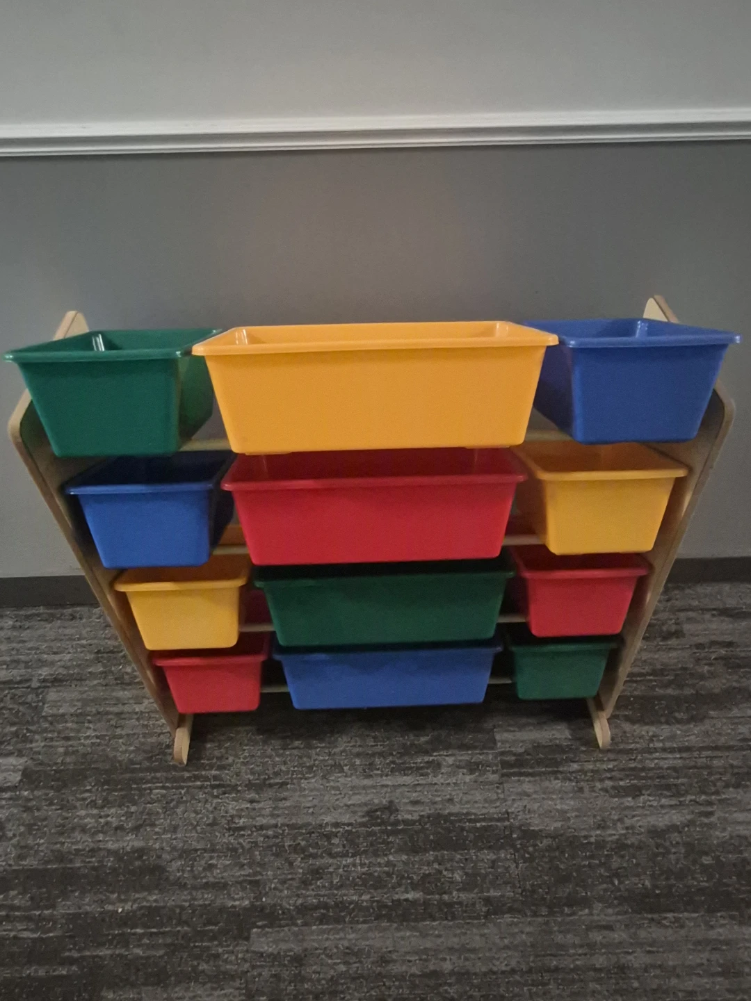 Wooden Toy Organizer with 12 Storage Bins