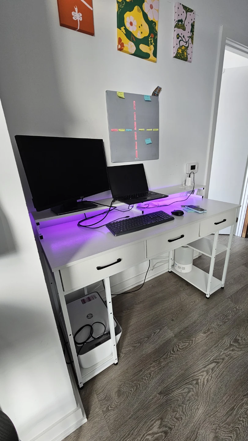 White Computer Desk with Shelves - photo 3