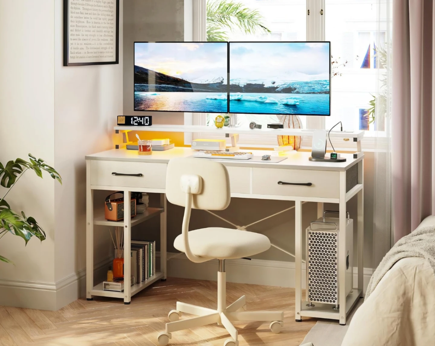 White Computer Desk with Shelves - photo 5