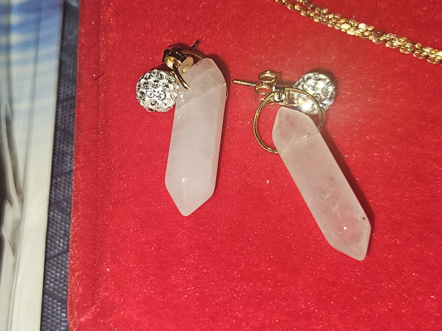14k Crystal Drop Earrings & silver Necklace Set, - photo 2